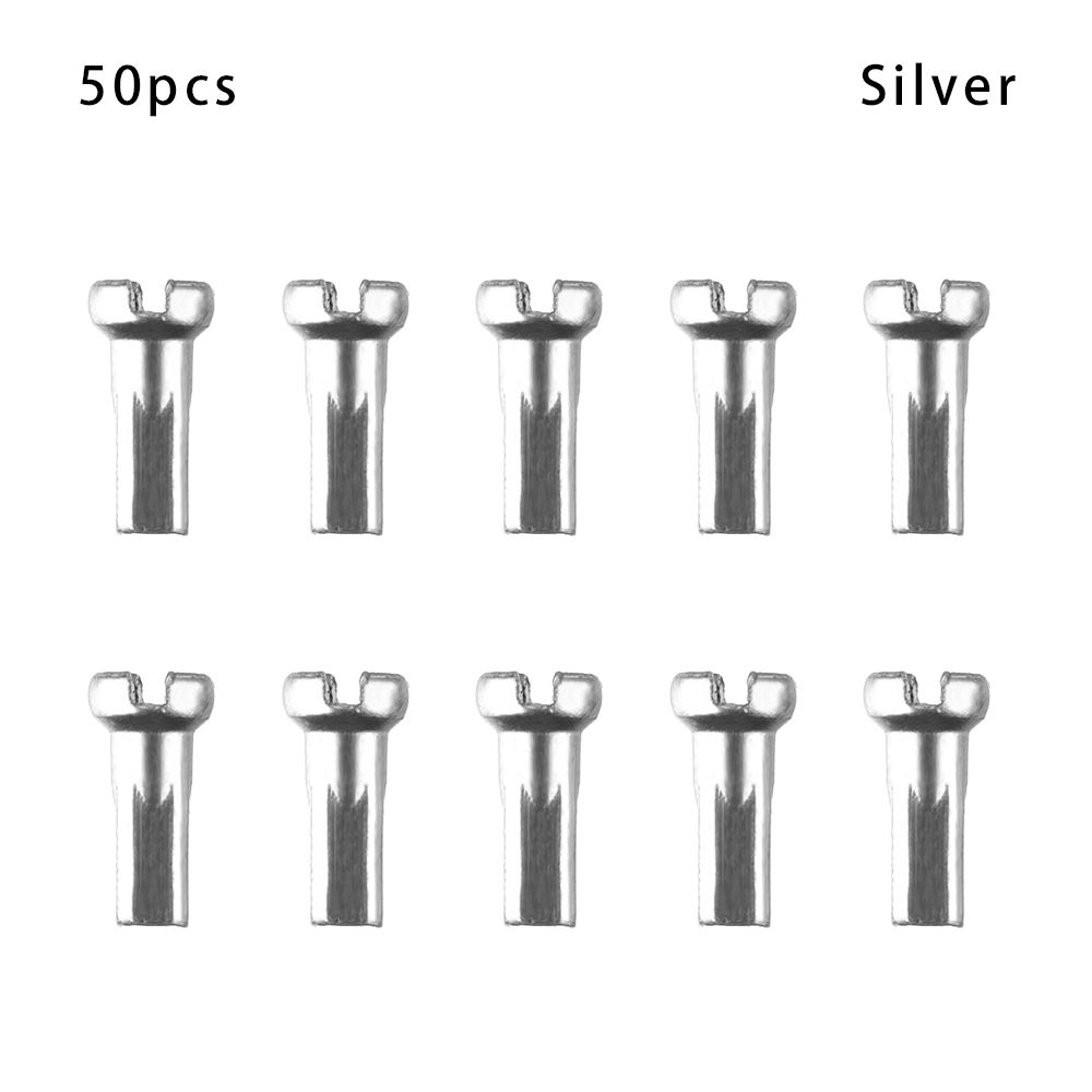 10/20/50pcs MTB Bike Wheel Spoke Nipples 14mm Mountain Bike Cycling Spokes Nipples For Bicycle Wheel Accessories: Silver-50pcs