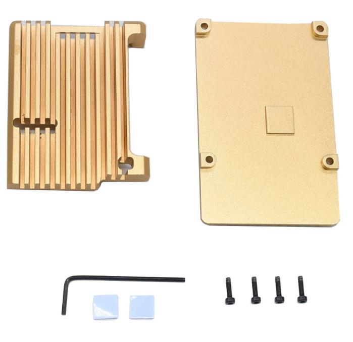 Aluminium Cnc Behuizing Case Metal Shell Geschikt Voor Raspberry Pi 4B +: Gold