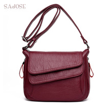 Vrouwen Lederen Eenvoudige Handtas Rode Schoudertas Sac A Main Femme Luxe Dame Messenger Bags