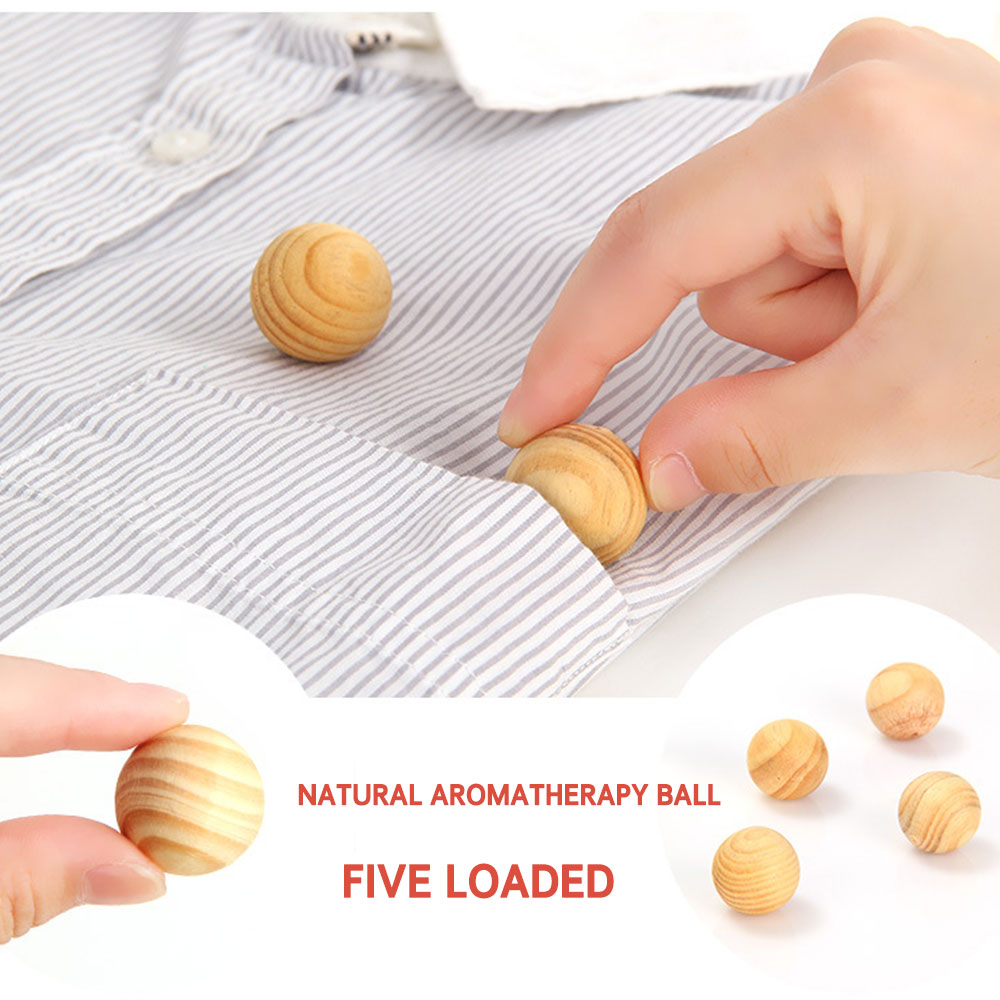 Protection Wood Repellent Anti Moth Balls Round Camphor 5 Pcs Wooden Color Room Home Aromatherapy Car Practical