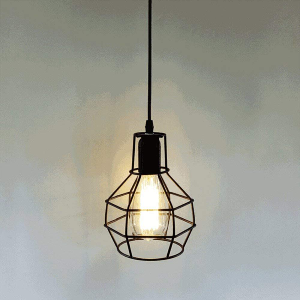 Rustic Vintage Lamp Shade Bulb Guard Lamp Cage Pendant Fixture Ceiling Light Wall Lamp Guard Black spherical abajur D35