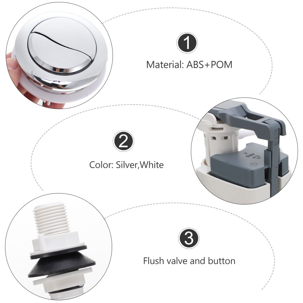 1 Set Durable Toilet Flush Repair Kit with Button Toilet Tank fitting