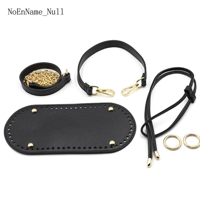 Bolsa de mano de ganchillo hecha a mano DIY, 5 unidades por juego, bolsa de accesorios, correa de cadena de cuero Artificial al hombro, asa para bolsa, repuesto inferior: BK