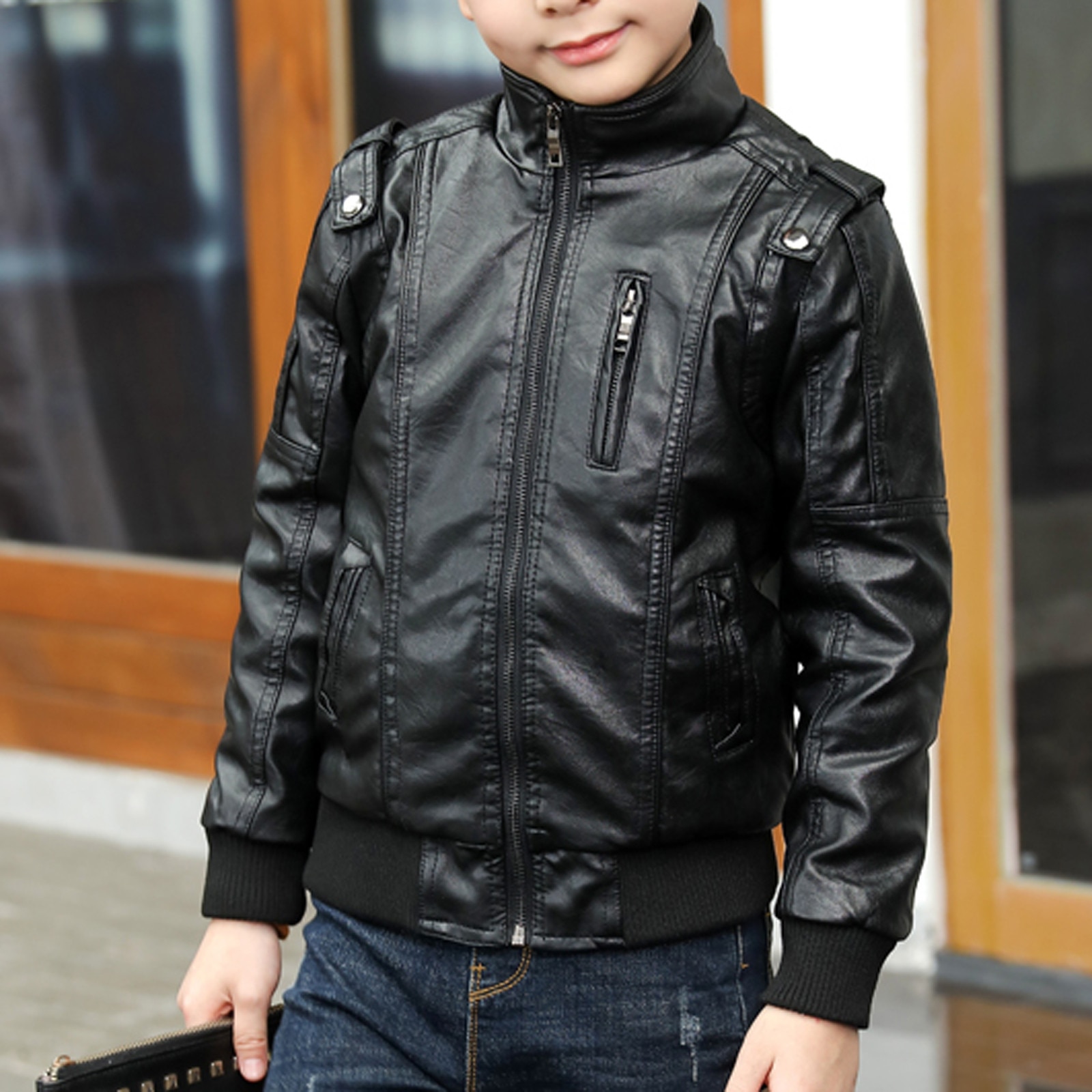 Mode 3-17T Kinderen Kinderen Leren Jas Baby Jongens Dikke Jas Winter Rits Winter Motorjas Manteau Garçon куртка