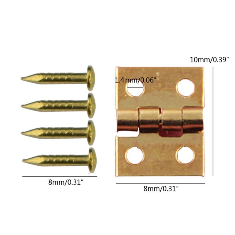 100 Pieces Mini Copper Hinge Jewelry Box Folding Hinges Light Duty Butt Hinge Small Furniture Hardware with Screws