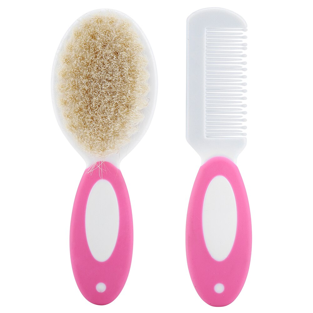 2pcs/set Portable Soft Newborn Baby Hair Brush Baby Kids Comb Child Hairbrush Sets Boys Girls Head Massager: Red