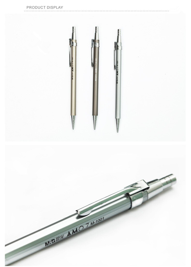 M&amp;G MP1001 0.7mm/0.5mm Aluminum Metal Kids Mechanical Pencil Stationery Office School Supplies