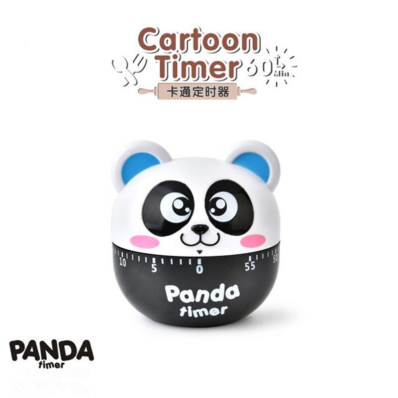 Lovely Panda Timer Cartoon 60 Minutes Countdown Alarm Timer Cooking Dial Timers Counter Reminder Kitchen Accessories: Blue