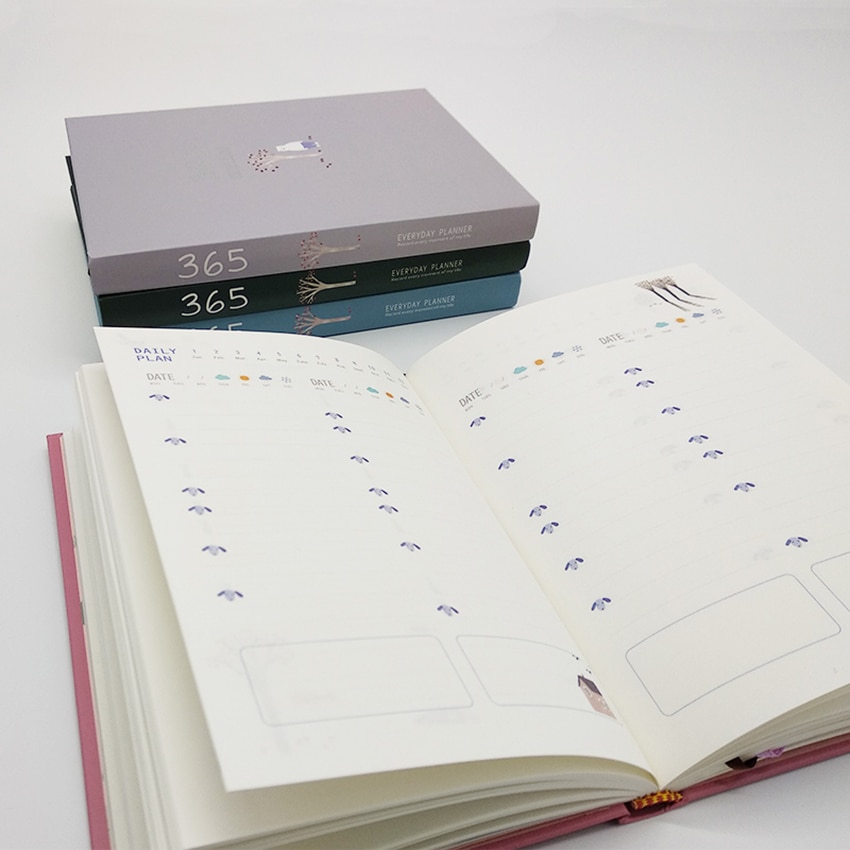 Schedule Notebook 365 Days Planner Weekly Monthly Yearly Plan Book 128 Sheets, 80g Paper PU Hard Cover Student Time Management