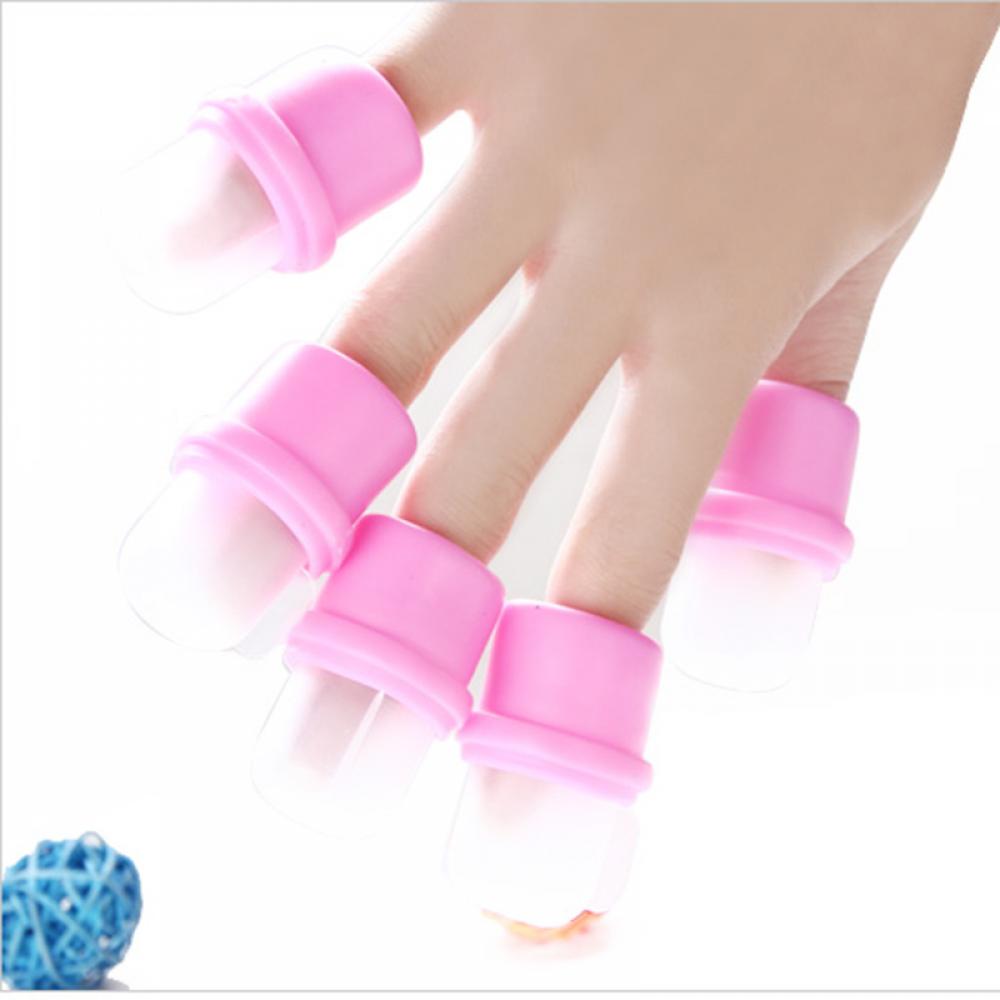 10pc Nail Art Soak Off Polish Remove Rubber Finger Cap Wearable Reusable Gel Varnish Acrylic Tip Easy Cleaning Removal Wrap Tool
