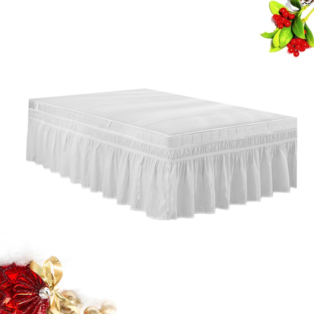 Elastic Dust Ruffle Bed Shirt Polyester Bed Bedding Pleated Skirt for Home Hotel - 100x200cm (White)
