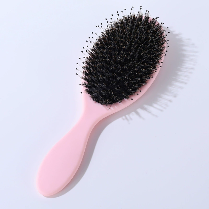 Cepillo de pelo de cerdas de jabalí con acabado mate, cepillo de extensión de cabello con dientes de nailon para mujer, cepillo de cojín, peinado, alisador y desenredante