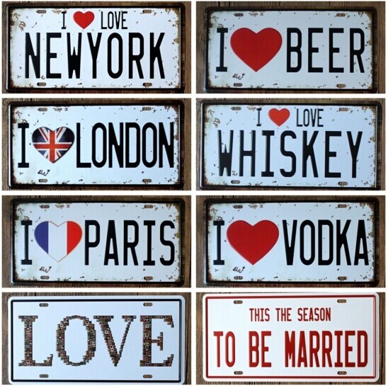 Tin Teken Bar Garage Decor Metalen Poster Auto Kenteken I Love London 15x30 CM