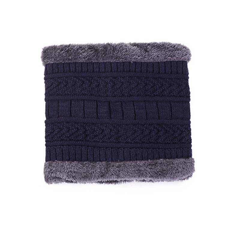 Mannen Dikke Winter Hoed, sjaal En Fluweel Warme Ski Muts Sjaal Pak Mannen Beanie Gehoorbescherming Hals Grote Maat Katoen Gezichtsmasker: Navy-2