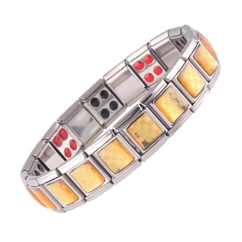 Sieraden Gold Luxe Elasticiteit Elastische Energie Beweging Magnetische Germanium Italiaanse Charme Armband Rvs ST15