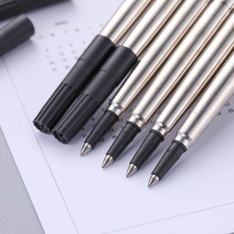 10Pc Rollerball Pen Refills Black Or Blue 0.5MM Stainless steel Stationery Office Supplies Ink Refills