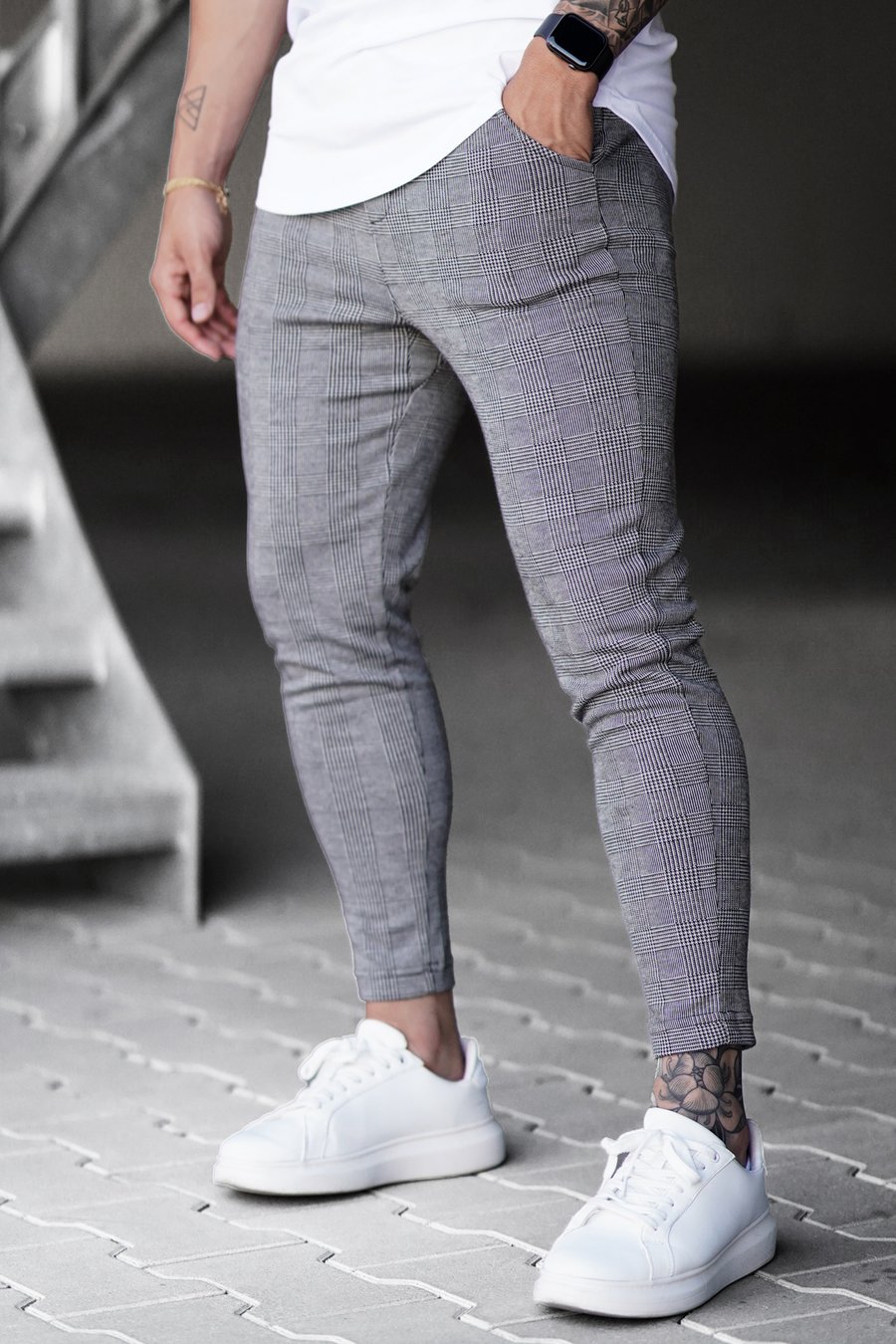 Pantalon de jogging à carreaux pour homme, survêtement de sport, Streetwear, collection automne: XL(180cm 75kg) / 20CK25-Gray