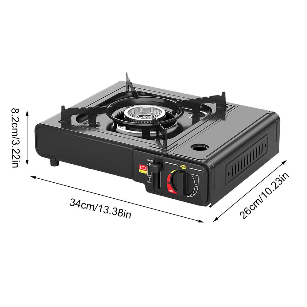 Estufa de Cassette portátil, estufa compacta para acampar, cocina resistente, Control de llama multietapa, encendido automático para Picnic y senderismo: Negro