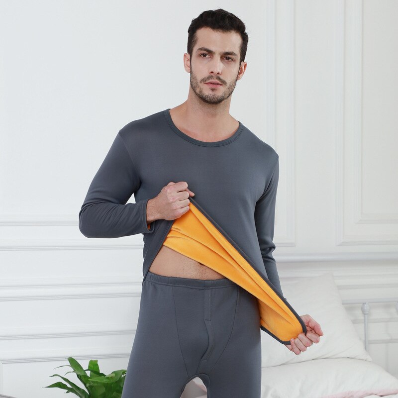 Autumn Winter Velvet Thick Thermal Underwear For Women Warm Layered Pajamas Set Cotton Thermal Male Long Johns: nanshenhui / L