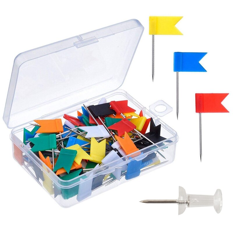 200 Pcs Push Pin Thumb Tack Drawing Cork Board Office Pushpin-11Mm X 18Mm X 24Mm & 23 X 9Mm