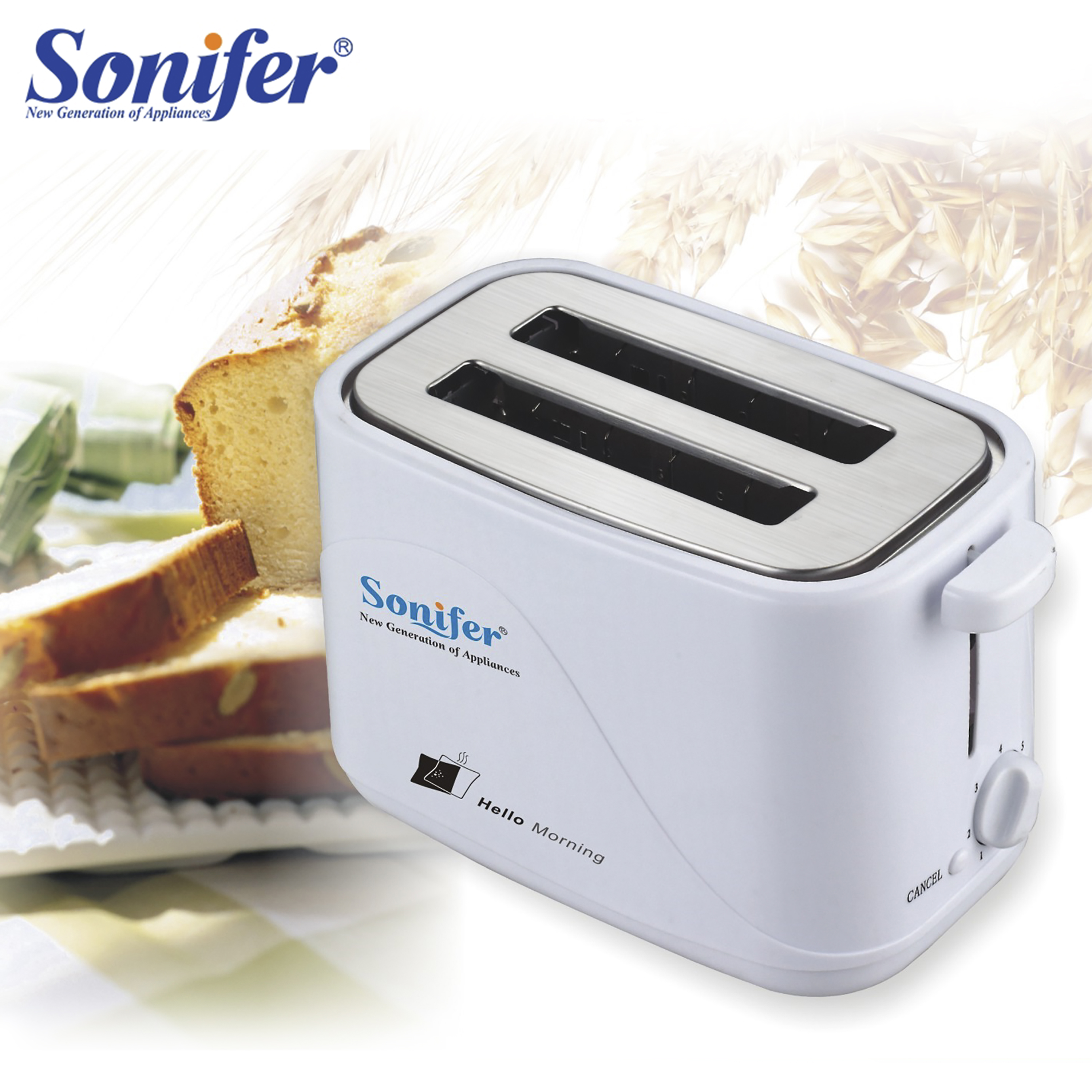 Sonifer – grille-pain 2 tranches à chauffage rapide et automatique, Machine à pain ménager pour petit-déjeuner