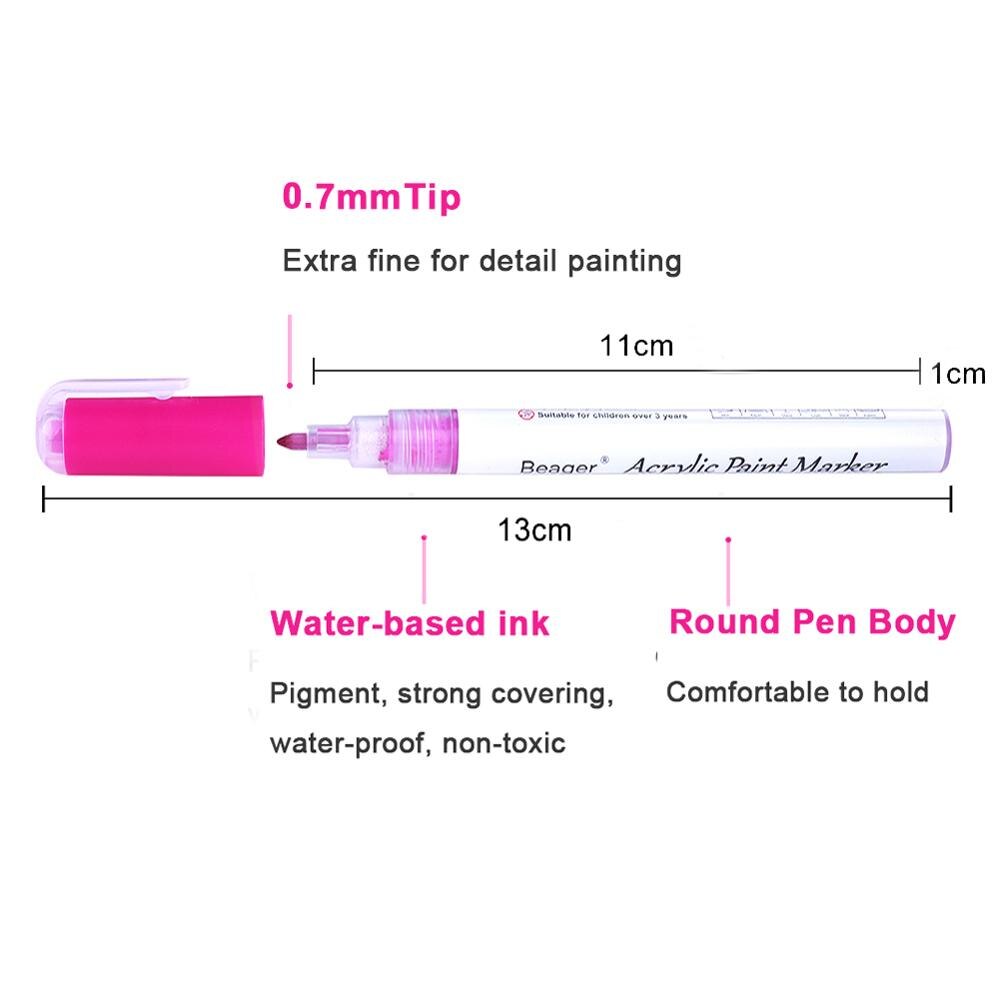 Goedkope 30- pack gekleurde acryl kunstmarkers, verfpennen, fineliner, kogelpunt, schilderbenodigdheden, kunstbenodigdheden, permanent en waterdicht