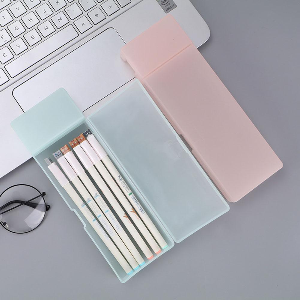 Semi-Transparante Plastic Grote Capaciteit Pen Box Etui Briefpapier Houder