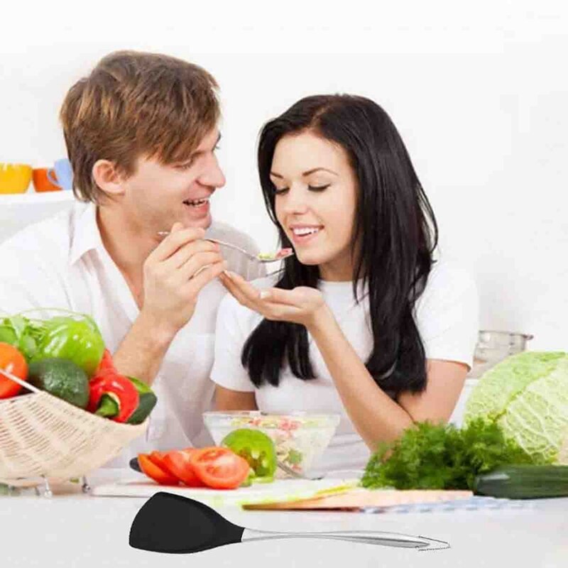 Honglida Premium Silicone Wok Turner BPA Free 600 Fahrenheit Spatula Stainless Steel Handle 14-1/5 Inch for Non Stick