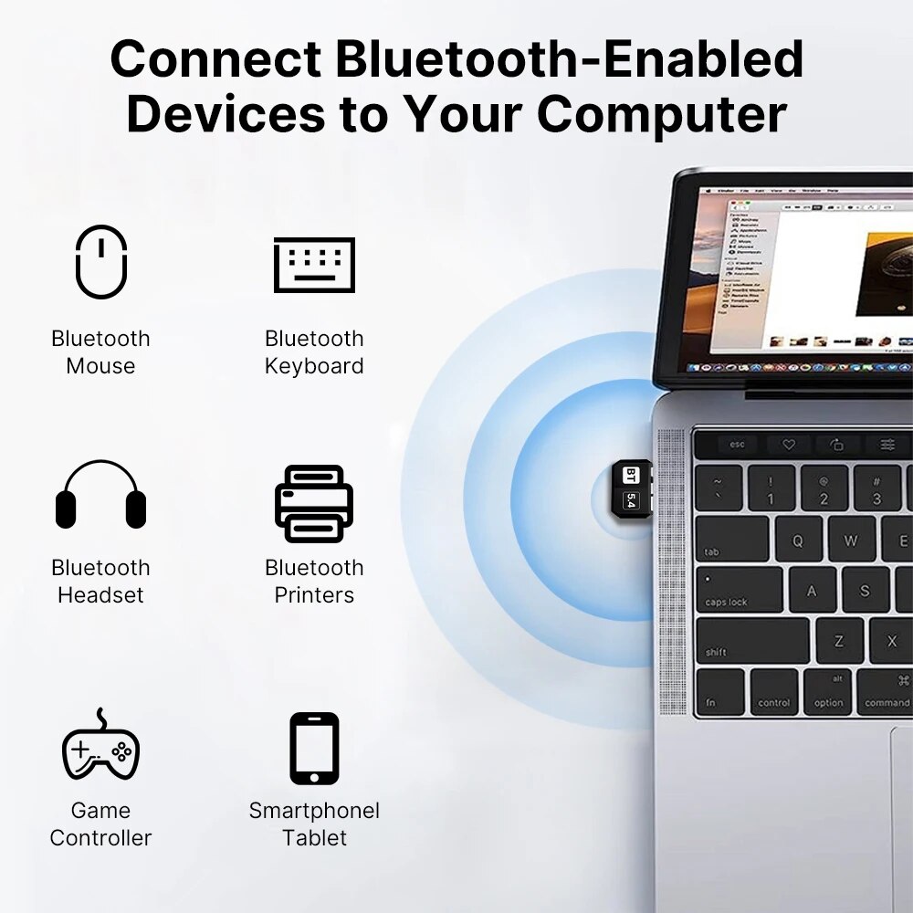 Adapter USB Bluetooth 5.4 Adapter klucza audio Mini USB Bezprzewodowy odbiornik/nadajnik do sterownika PC/laptopa Bezpłatnie dla Win10/11