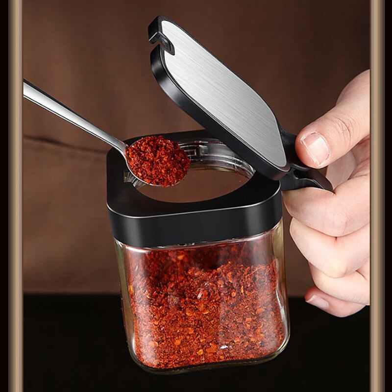 Glazen Potten Opslag Spice Containers Set Met Rvs Deksels En Lepels Voor Suiker Serveren Zout Koffie Thee