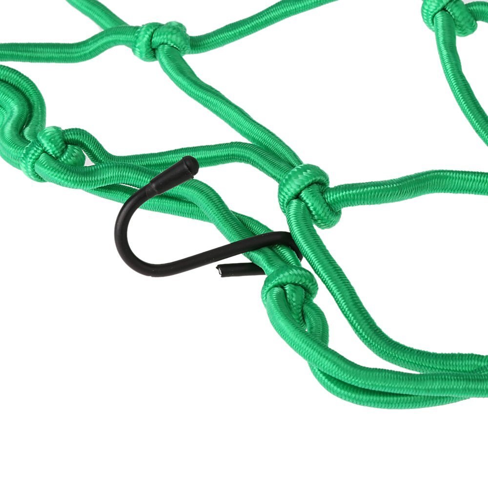Red de carga de motocicleta resistente de gran elasticidad para motocicleta con ganchos de hierro 30cm * 30cm verde