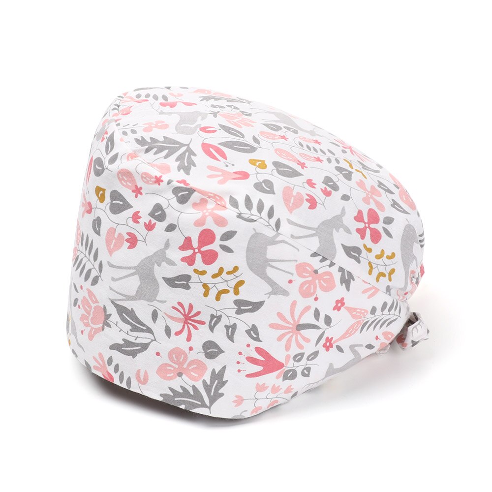 1PC Cotton Scrub Cap Adjustable Elastic Printing Hat Bouffant Head Cover Kitchen Hat With Sweatband Hair Accessories for Unisex: 17