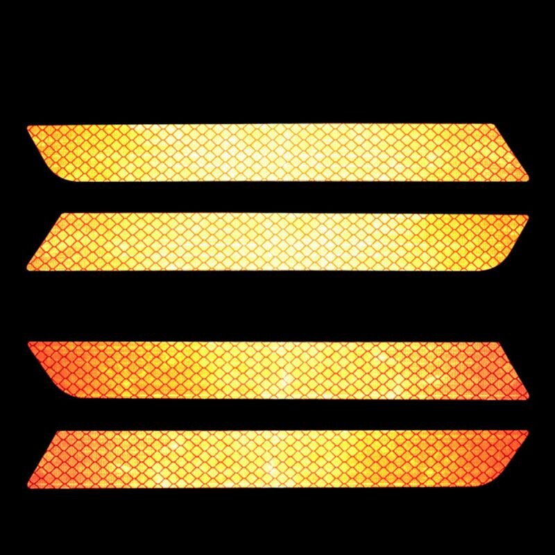 2PCS Car Bumper Reflective Stickers Car Reflective Stickers Car Door Wheel Eyebrow Sticker Decal Warning Mark