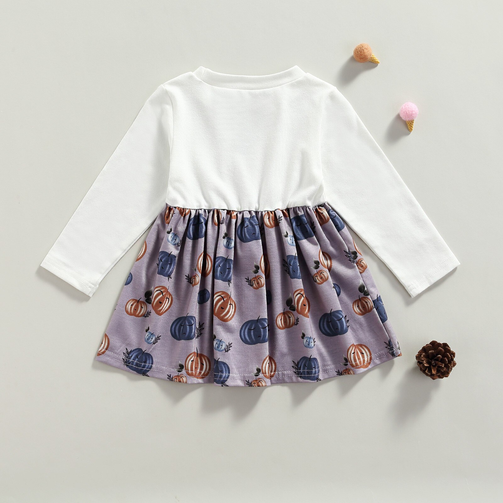 Toddler Baby Girls Princess Dress abito a maniche lunghe con stampa zucca di Halloween per bambini neonati estivi 6 mesi-4 anni vestiti