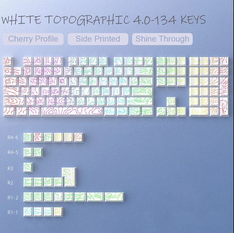 Contour 4.0 Side Engraved Keycap PBT Translucent 97 Key Gaming Mechanical Keyboard Key Cap White For Magnetic Switch F75 GMK87: Cream Color