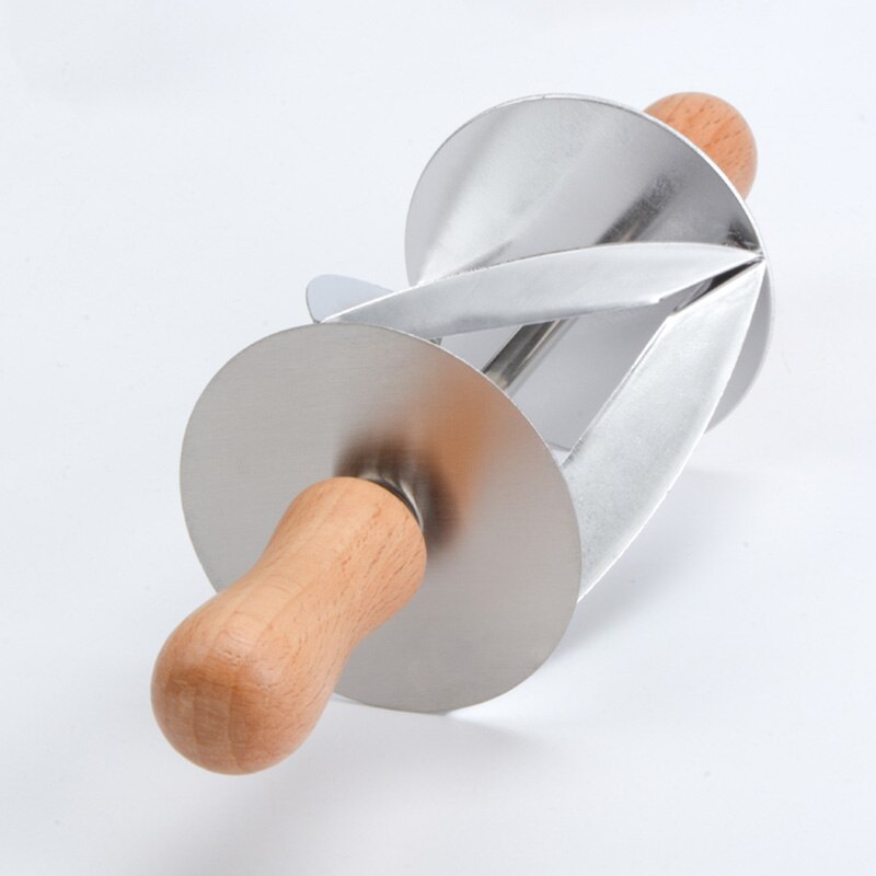 Rolling Pastry Dough Cutter Stainless Steel Wooden Handle for Making Croissant Bread Baking Tool TI99