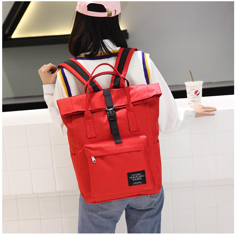 Klassisk kvinder fritid stor kapacitet by jogging taske usb lærred jacquard laptop håndtaske 5 ensfarvede skole rygsæk