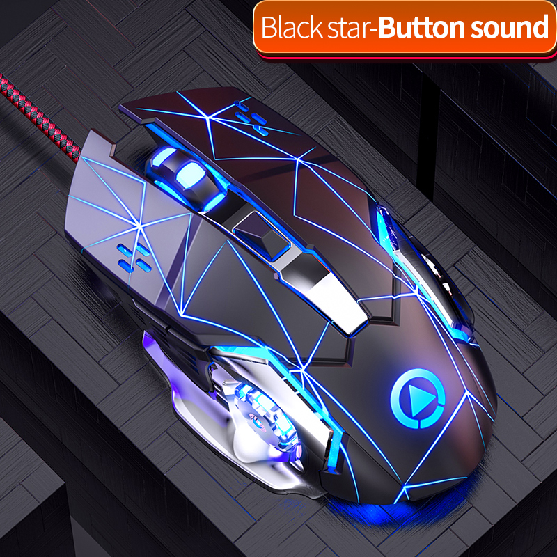 Silent Mouse RGB Color Breathing Gaming Mouse 3200DPI 6 Buttons Ergonomics Mouse USB Wired Mouse For PC Laptops Computer Mice: Black Sound