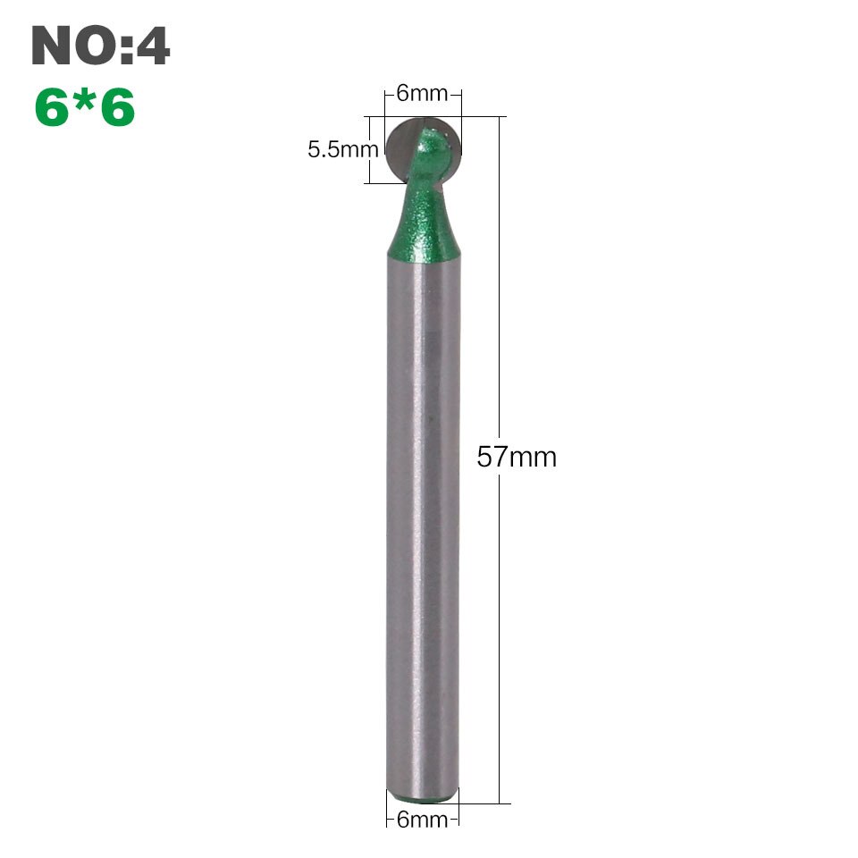 1PC 3MM 6MM Shank Milling Cutter Wood Carving Ball Nose Round Carving Cove CNC Milling Radius Core Tungsten Carbide Router Bit: 04