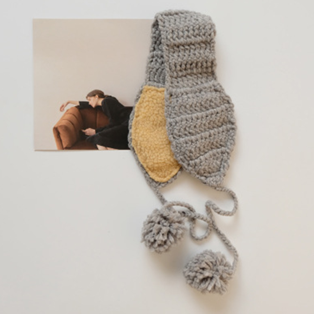 tricot laine cache-oreilles Crochet cache-oreilles hiver automne en peluche cache-oreilles pour les femmes: Grey