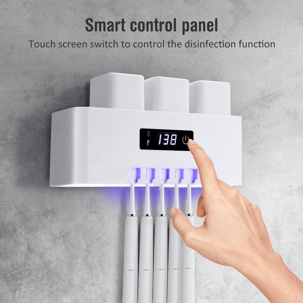 Sterilizzatore automatico per spazzolino da denti Xiaomi Smart UV con 3 tazze accessori per la disinfezione a parete