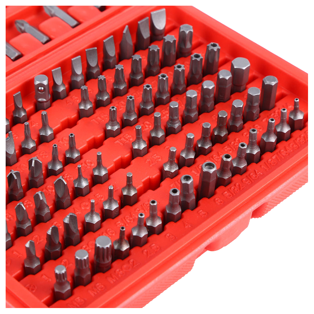 100pcs Chrome Security Bit Tool Set Torx Hex Drill Star Spanner Screw Driver