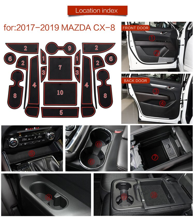Anti-skrid måtte til mazda cx -8 cx8 cx 8 tilbehør gate slot coaster anti-snavset dør rille måtte bil interiør gel