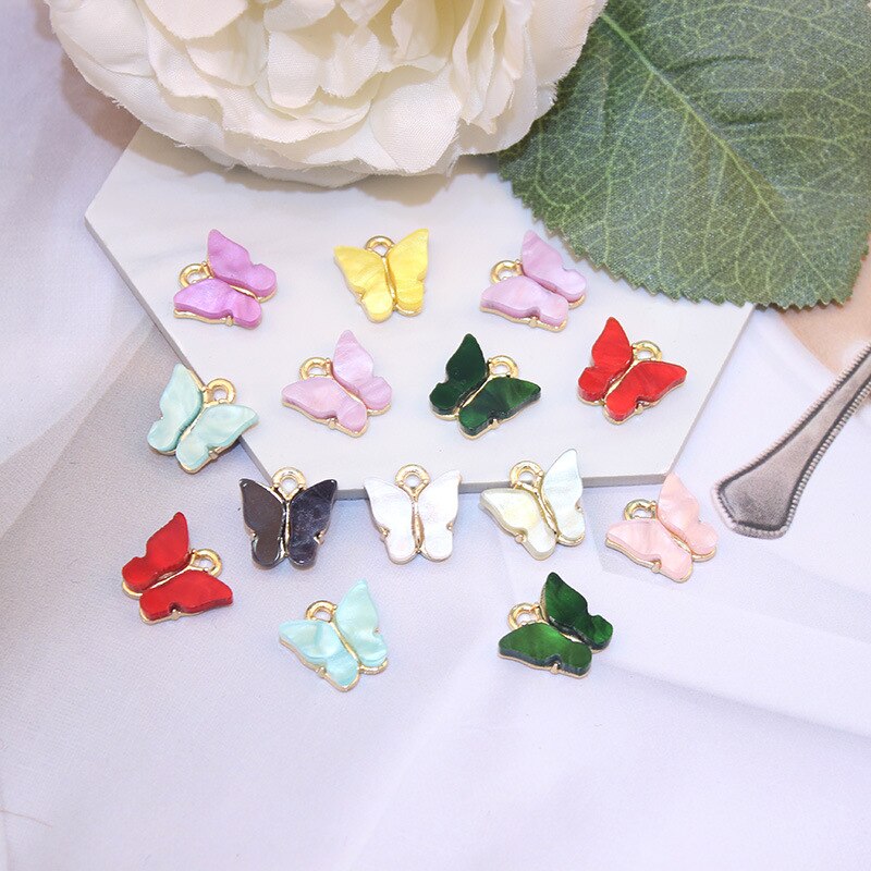 10Pcs Hars Dier Vlinder Bedels Voor Sieraden Maken Hangers Kettingen Leuke Oorbellen Diy Armband Handgemaakte Accessoires