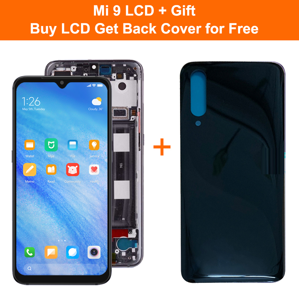 AMOLED For Xiaomi Mi 9 Mi9 LCD Display Touch Screen Digitizer Assembly With Frame For Xiaomi Mi9 M1902F1G Screen Replacement: Linen