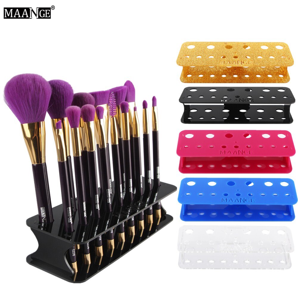 15 Holes Acrylic Makeup Brush Holder Organizer Drying Rack Shelf Display Dryer Stand Storag Case Cosmetic Tool Tear off Sticker