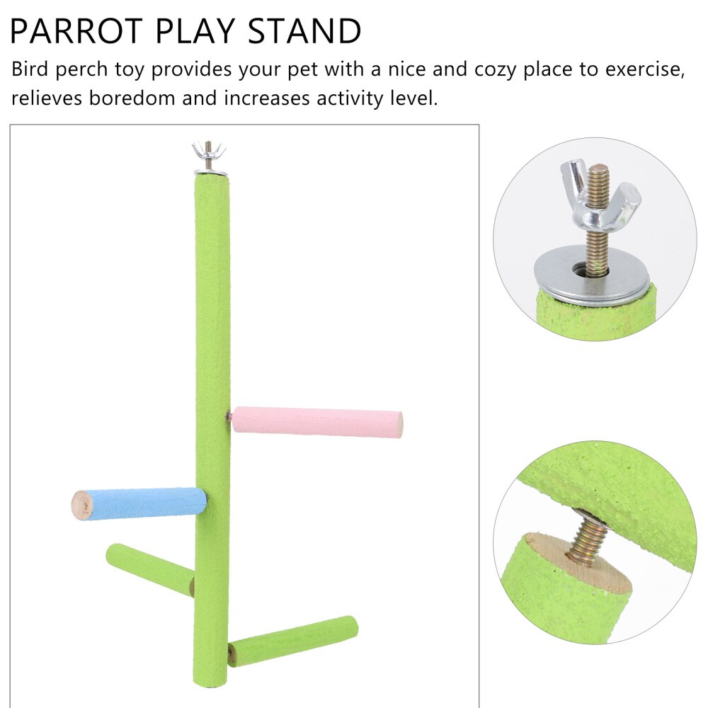 Parrot Bird Ladder Swing Parrot Rotating Standing Bar 4-level Wooden Ladder