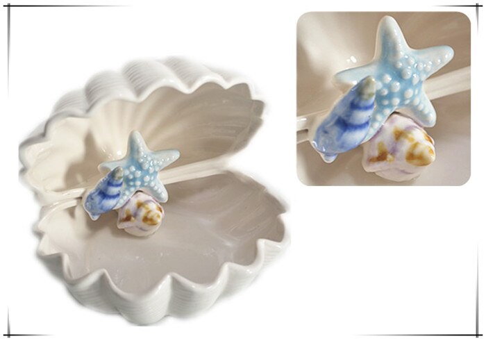 Mediterranean ceramic shell decoration conch coral living room decorations ocean jewelry box white fruit plate crafts