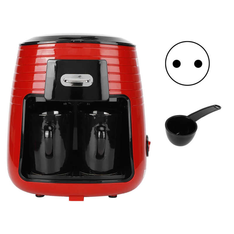 0.25L Coffee Maker Full Automatic Coffee Machine American Double Cup Drip Coffee Maker Tea Making Portable Coffee Maker: EU Plug