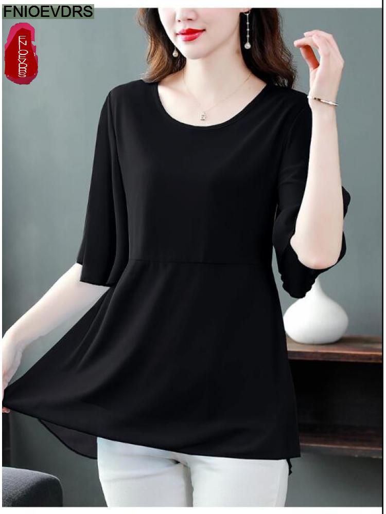 M -4xl lösa kläder kvinnor sommar kortärmade volangskjortor casual chiffong blommig tunika peplum toppar och blusar
